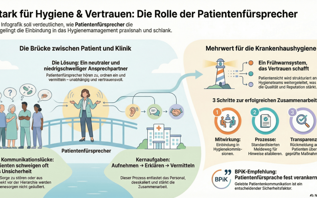 Pati­en­ten­für­spre­chen­de stär­ken Kran­ken­haus­hy­gie­ne – gemein­sa­me Ver­ant­wor­tung für Sicher­heit und Ver­trau­en