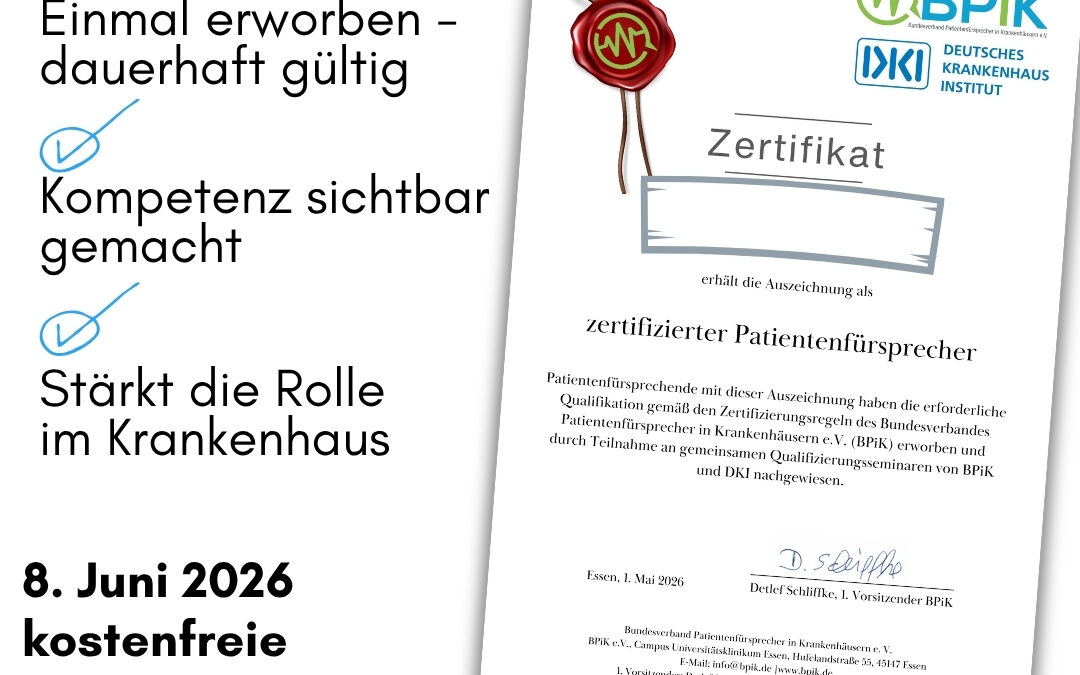 Qua­li­fi­zie­rungs­pro­gramm von BPiK und DKI: Zer­ti­fi­kat ab sofort dau­er­haft gül­tig